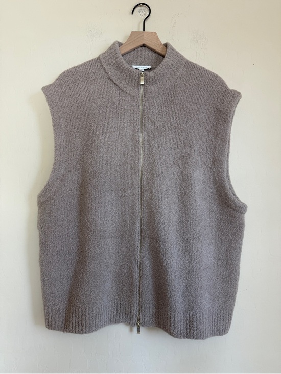 Haven Well Within Jackets & Blazers - Haven Well Within Wool Zip-Front Knit Vest Taupe Neutral Fall XL